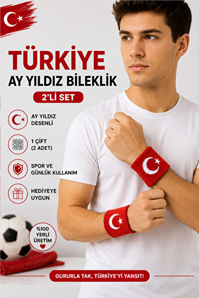 GAZELMANYA Türkiye Bileklik 2 Adet Ay Yıldız Bileklik Milli Takım Bileklik Sp...