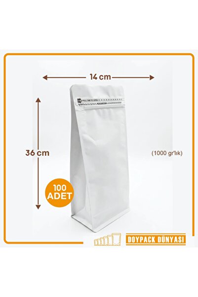 DOYPACK Mat beyaz Flat Bottom 36×14cm (1kg'lık)(100ADET)