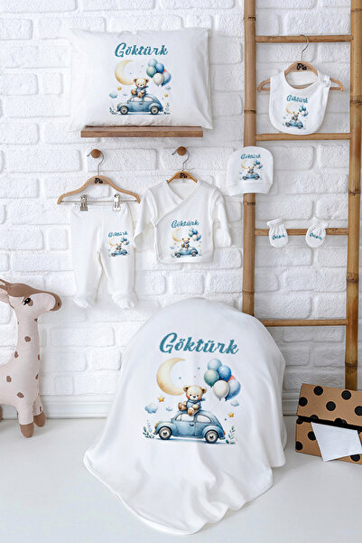 Pia Baby Kişiye Özel İsimli %100 Pamuk Erkek Bebek Zıbın Seti Hastane Çıkışı ...