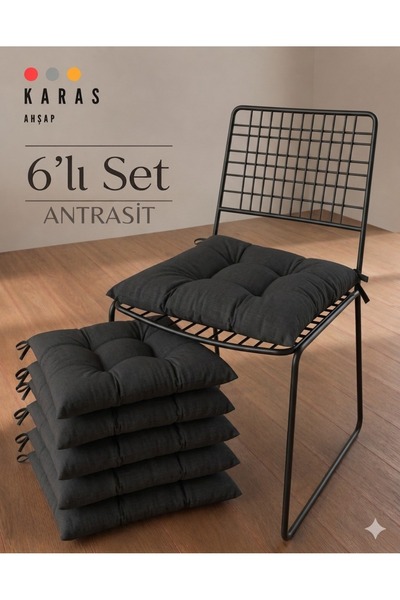 KARAS AHŞAP Tekstil Modern 6’lı Sandalye Minderi Takımı - Minder Seti (40x40 cm)