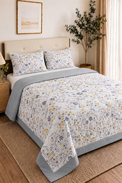 Bella Home Çift Kişilik Pamuk Pike Seti | 200x230 cm | Modern Çerçeve Desenli...
