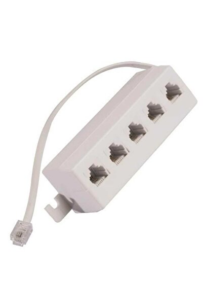 EUROLAMP Αντάπτορας Τηλεφώνου 6P4C RJ11, αρσενικό σε 5 θηλυκά, Λευκός