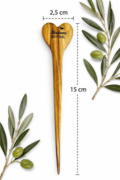 MADAMENATUREL 100% Handmade Hair Bun Holder (Olive Wood) (Heart Shape)