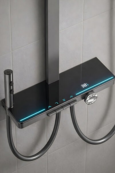 OXYAQUA OXY AQUA - Lusso Dijital LED Göstergeli Piyano Tuşlu Termostatik Bany...