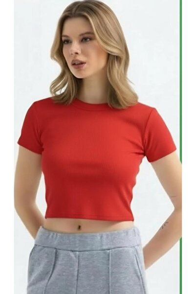 Mercan Kids Women's Crew Neck Short Sleeve Crop Body