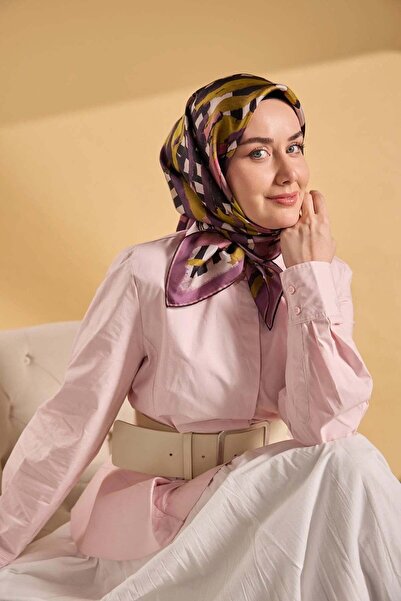 Silk Home Eșarfă din mătase twill, cu dungi, verde ulei