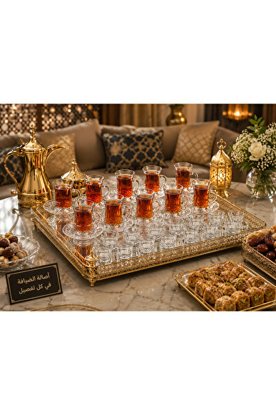 Dania ✨ طقم شاي وقهوة سعودي زجاج محجر فاخر 36 قطعة – تصميم كريستالي أنيق للضي...