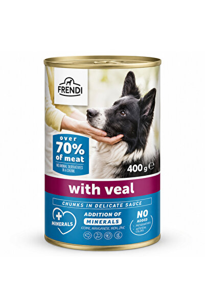 FRENDİ Dog cu vitel, hrana umeda pentru caini, conserva 400 g