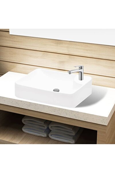Gossi Lavoar ceramic de baie cu orificiu pentru baterie, alb