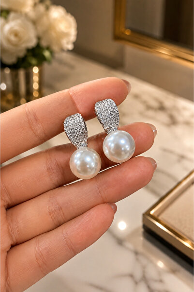 reyselstyle ZİRKON TAŞ VE İNCİLİ LÜKS KÜPE