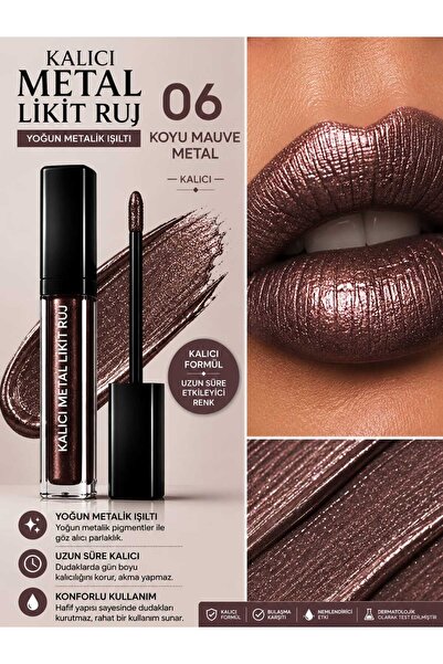 VitaMood Yaşam Long-Lasting Metallic Liquid Lipstick No. 06 – Deep Mauve Meta...