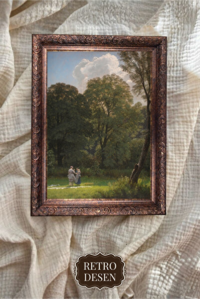Retro Çerçeveli Vintage Tablo, Doğa Resmi, Manzara Tablosu, Sanatsal Baskı, D...
