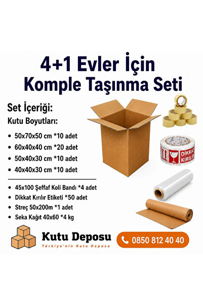 KUTU DEPOSU Maxi XL Taşınma Koli Seti 4+1 Evler için