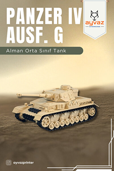 ayvazprinter PANZER IV G 1/35 Ölçek, 8,5x17x8 cm Boyutlu, Hareketli Palet Sis...
