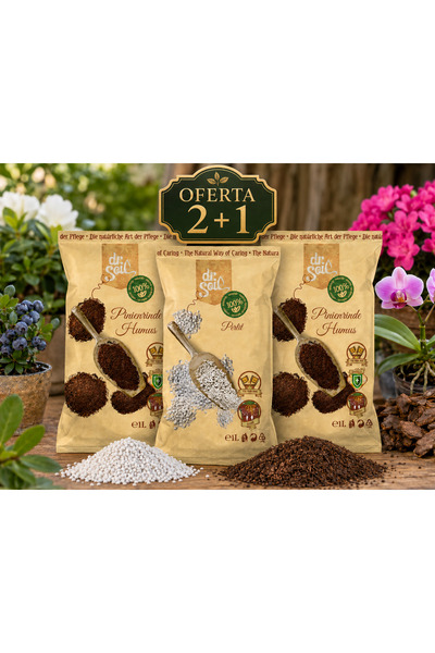 Dr Soil Set 2+1, Humus din scoarta de pin Dr.Soil 2 x 1L + Perlit horticol Dr...