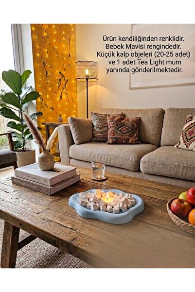 Dualith Hediyelik Bulut Tabak Takılık Dalgalı Amorf Dekoratif Tepsi Mum Altlı...
