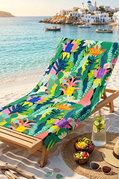 Haribo Fun Jelibon Teddy Bear and Leaf Patterned Luxury Beach and Pool Towel