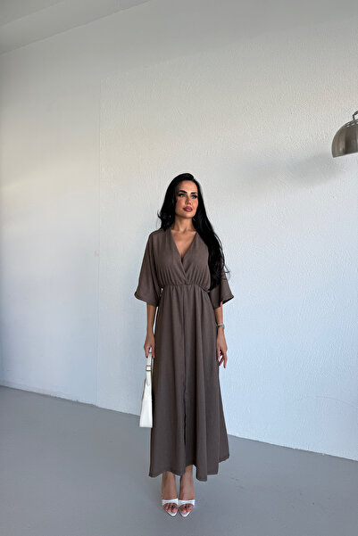 LİLA İSTANBUL Kruvaze Collar Dress with Elastic Waist