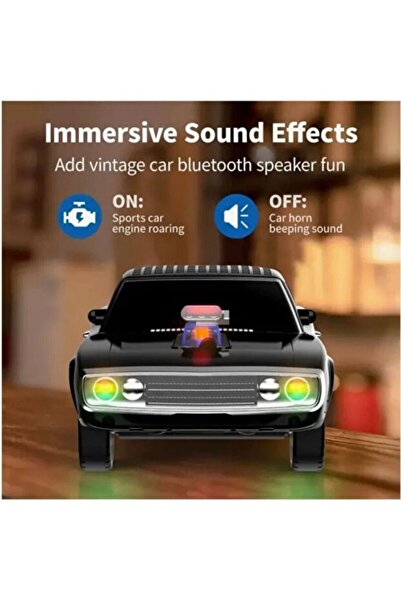 mobixa 1968 Klasik Araba Bluetooth Hoparlör 10W LED Işıklı, Siyah