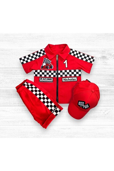 Mum Design Gifts Kişiselleştirilmiş Yaş Ve İsim Yazılı Formula 1 Çocuk Kırmız...
