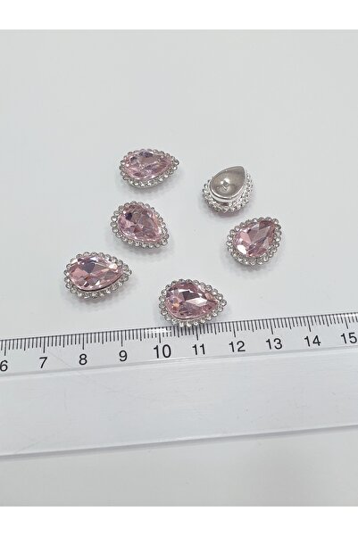 CRYSTALSHOP Cu pietre pe margine - Picătură roz 15*20mm (50 BUCĂȚI)