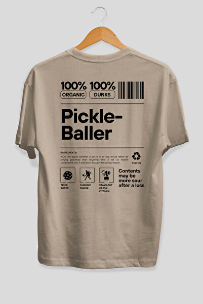 Ankhises Tricou bej cu imprimeu pe spate pentru pickleballer, 100% bumbac, îm...