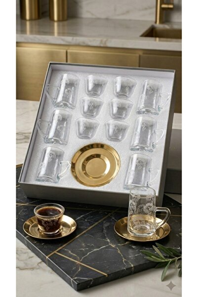 Generic A luxurious hospitality set – coffee cups and tea glasses with elegan...