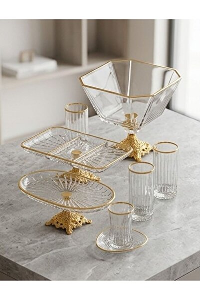 ASSA BAZAAR Premium Gold Footed Glass Presentation Bowl |   Treat Cup Dowry S...