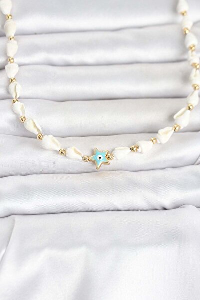 Inure Jewelry قلادة طراز نازار موديل نازارلي بلو ستار مرصعة بأصداف بحرية طبيعية