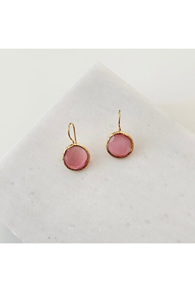 Vesce Atelier Chalcedony Round Natural Stone Earrings Pink