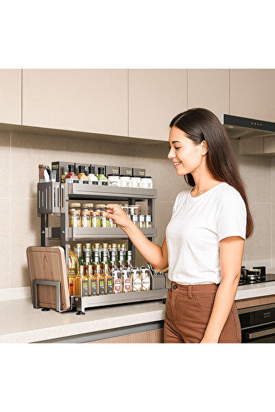 HI-FINE 3-Tier Stainless Steel Spice Rack Organizer, Multi-Functional Kitchen...