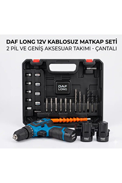Kamataş 12V Çift Akülü Hızlı Şarjlı Matkap ve Vidalama Seti - Esnek Mil ve Ça...