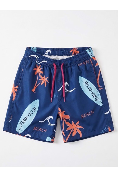 Mnk Baby&Kids Boy's Patterned Shorts Swimsuit M00829 Dark Blue