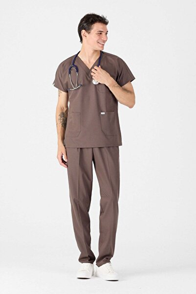 Owlet Medikal Scrubs din Lycra maro ciocolatiu Forma