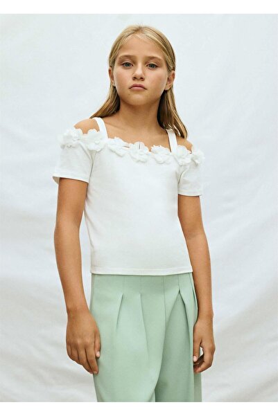 MAYORAL Girl's Floral Patterned T-Shirt White 6003