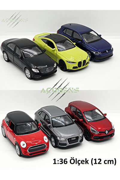 Acubens Diecast Metal Model Çek Bırak Oyuncak Araba (BMW M4, Mercedes, Renaul...