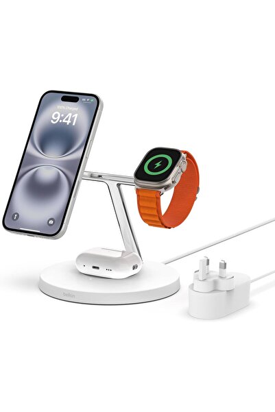 Belkin 3-in-1 Wireless Charging Stand with MagSafe for iPhone, Apple Watch, A...