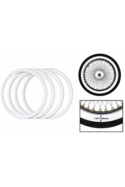 Omega 17 İnç Cg Motorsiklet Beyaz Yanak Görünümlü Lastik Aksesuarı 30 mm 4 Ad...