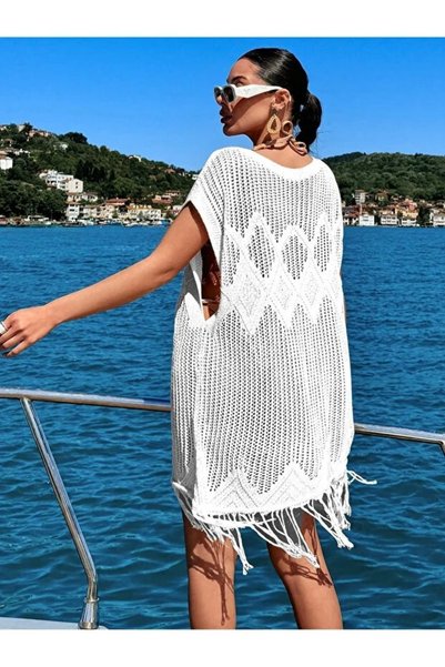VARENZEA Women's Beach Dress Tassel Knitwear Pareo Stylish and Modern