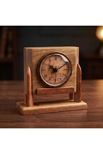 Morgen Craft Bitig Ahşap Masa Saati - %100 El Yapımı - Ceviz ve Meşe Ağacı - ...