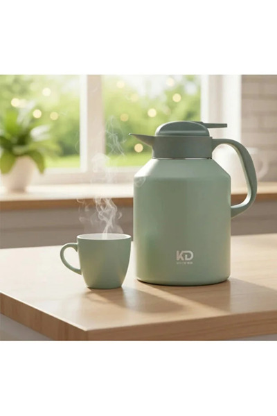 NEVVALİFE D.kadi 2000 ml (9070) Car Pto Paslanmaz Çelik Vakumlu Siyah Çaydanl...