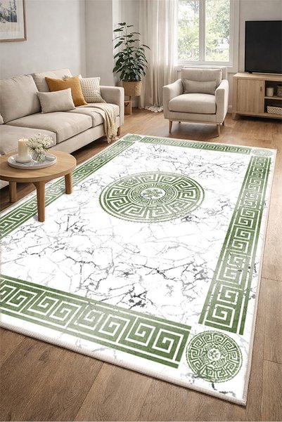 Lioara Home Klasik Modern Dijital Baskı Halı | Yıkanabilir Kaymaz Taban Salon...
