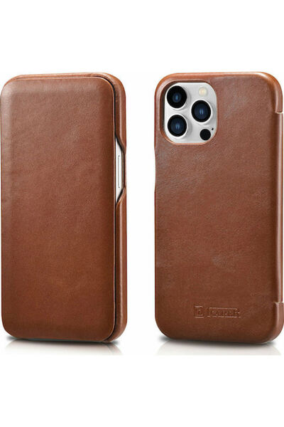 ICARER Δερμάτινη Θήκη Vintage Καφέ με Καμπυλωτή Άκρη (για iPhone 13 Pro) Κωδι...