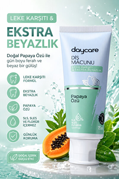 Daycare Papaya Özlü Leke Karşıtı & Ekstra Beyazlık Diş Macunu 75 ml