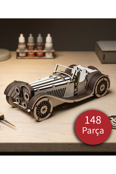 Bluline Studio Ahşap Kendin Yap Klasik Araba Maketi (DİY) - 3D Renkli Puzzle