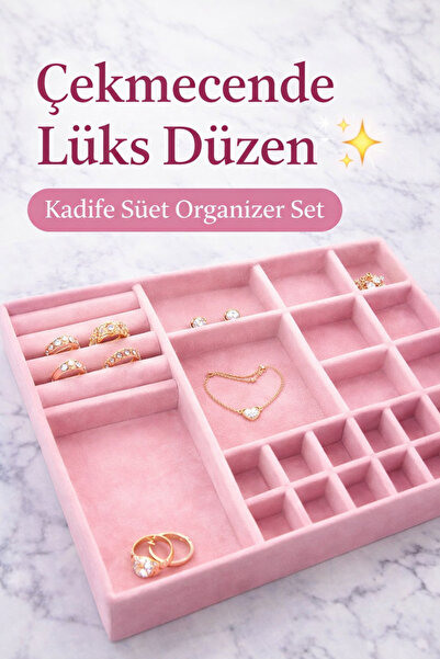 parlahome Velvet Suede Drawer Organizer Set with Compartments Jewelry Makeup ...