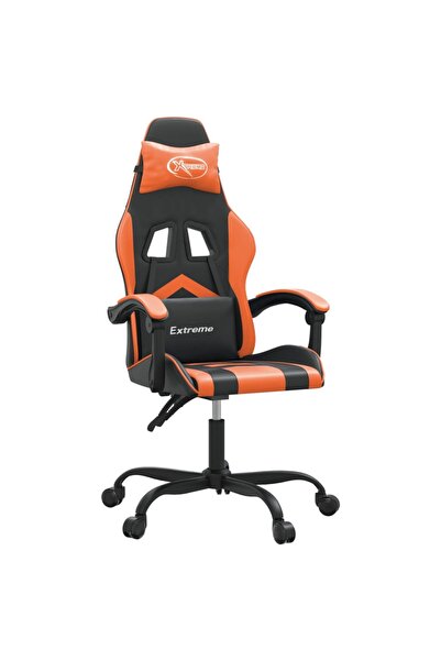 vidaxl Scaun de gaming pivotant, negru și portocaliu, piele ecologică