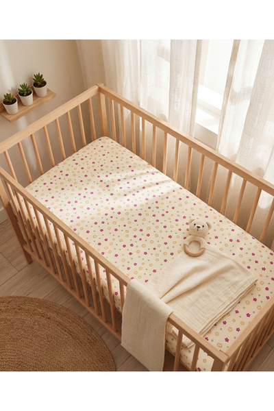 Bonfino Baby Crib Sheet, Floral Theme, 26s Combed 100% Cotton Single Jersey, ...