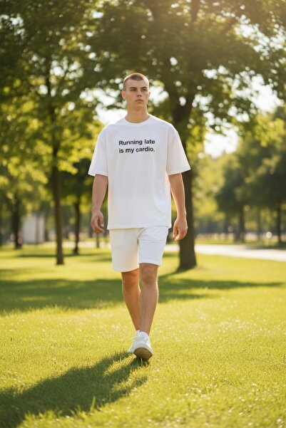 Mavi Running Late Is My Cardio Tricou alb imprimat Slim Fit / M0613030-7000