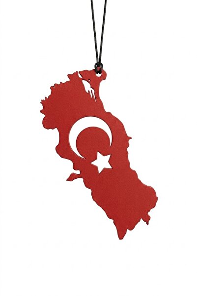 Oto Aksesuarcım Car Interior Rearview Mirror Ornament Turkey Map 9X4 cm Red